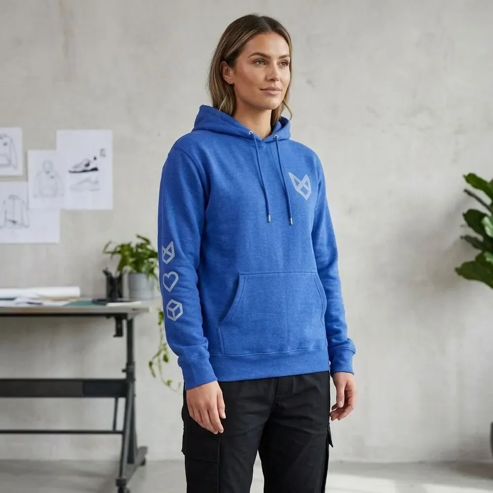 Blue Hoodie Unisex Cotton Blend Pullover Sweatshirt Casual Streetwear